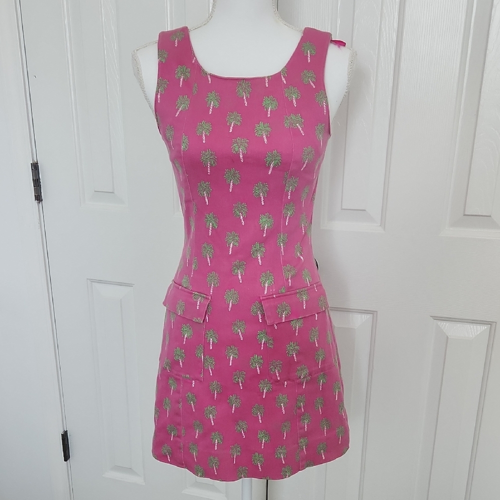 Vintage Lilly Pulitzer Palm Dress With Pockets 4 Cotton Blend Rare Old Money